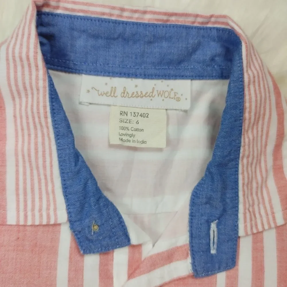 Well Dressed Wolf Boys Size 6 Red White Blue Patri